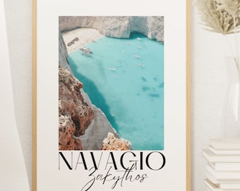 Zakynthos, Greece Art Print, Beach Wall Art, Travel Print, Travel Poster, Europe Print, Wall Decor, Housewarming Gift, Anniversary Gift