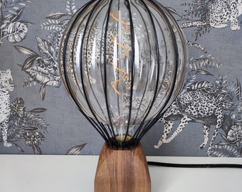 Wooden hot-air-balloon lamp with touch switch