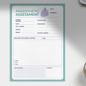 Anaesthetic Assessment Template (AU/NZ spelling and US spelling included)