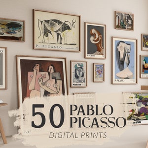 50 Picasso Exhibition Wall Art Prints, Abstract Vintage Minimalist Gift Idea, Famous Artist Print, Wall Home Decor, Pablo Picasso Bundle