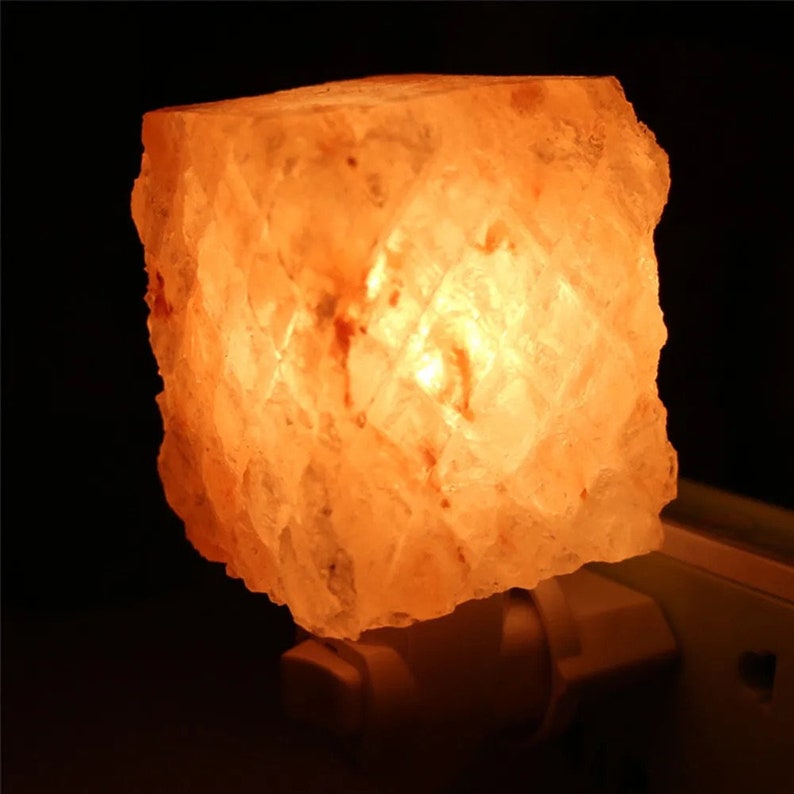 Himalayan Warm White Salt Lamp Natural Crystal Hand Carved Night Light
