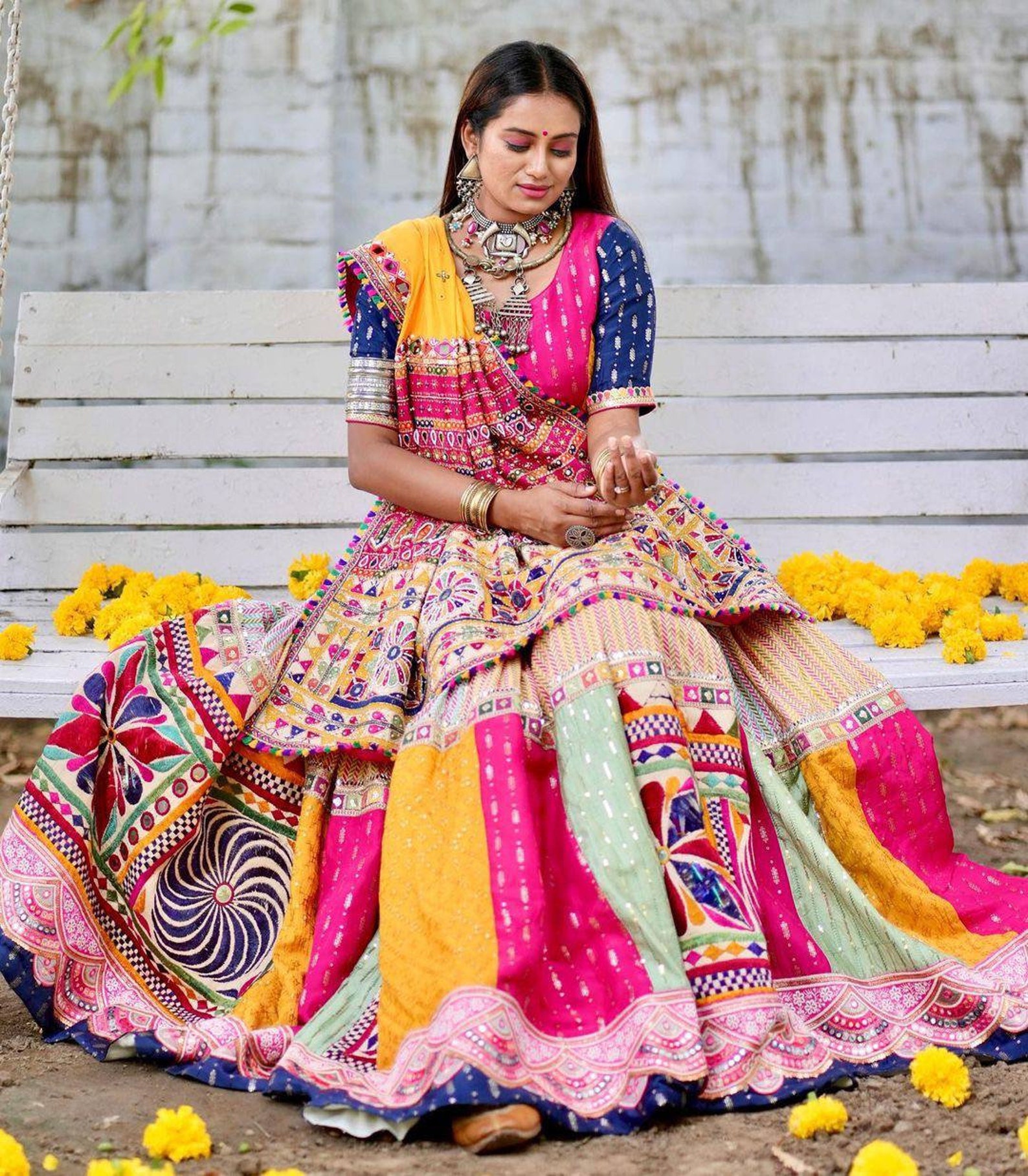 White Color Soft Butter Silk Chaniya Choli | Fancy Digital with Real Mirror Work for Traditional Wear