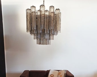 Fantastic Murano Glass Tube Chandelier - 36 smoked glass tube