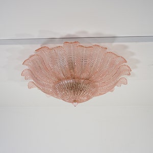 Rare Flower Ceiling Lamp - Murano Art Glass - pink color