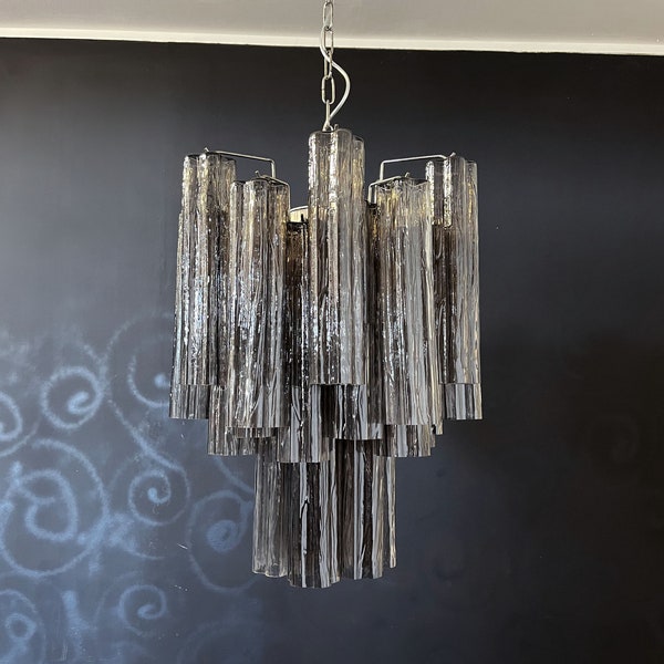 Fantastic Murano smoked Glass Tube Chandelier