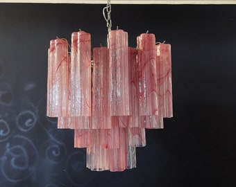 Fantastic Glass Tube Chandelier - 36 alabaster pink glasses