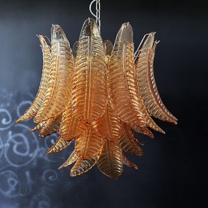 Italian Murano Six-Tier Amber Felci Glass chandelier - 36 glasses