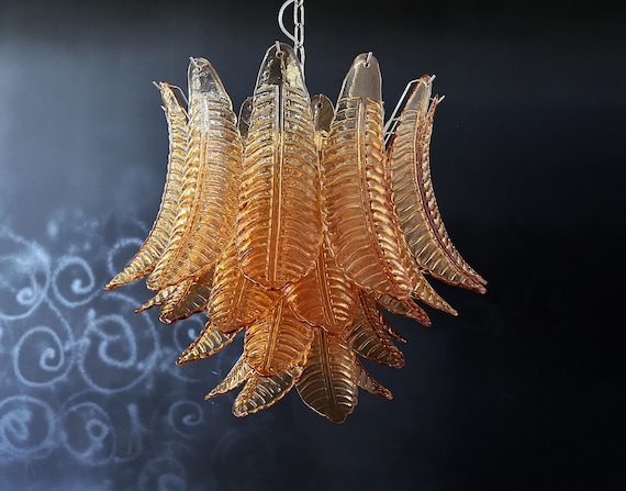 Italian Murano Six-Tier Amber Felci Glass chandelier - 36 glasses