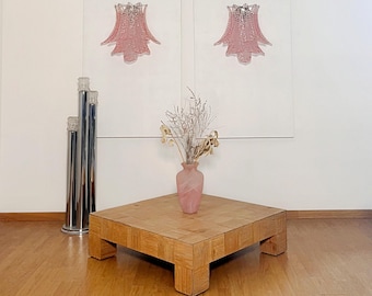 Pair of vintage Murano Six-Tier Felci wall sconce - pink glasses