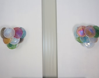 Fantastic pair sconces - 10 multicolored Murano alabaster Glasses