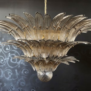 Palmette Ceiling Light - three levels, 104 smoked glasses