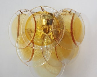 Fantastique paire d'appliques - 10 verres de Murano ambrés clairs