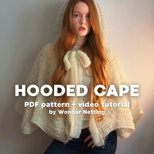 Crochet Hooded Cape PDF Pattern + Video Tutorial