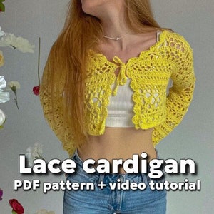 Cardigan en dentelle au crochet Patron PDF tutoriel vidéo image 1