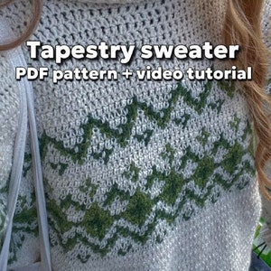 Crochet Tapestry Sweater PDF pattern video tutorial zdjęcie 1