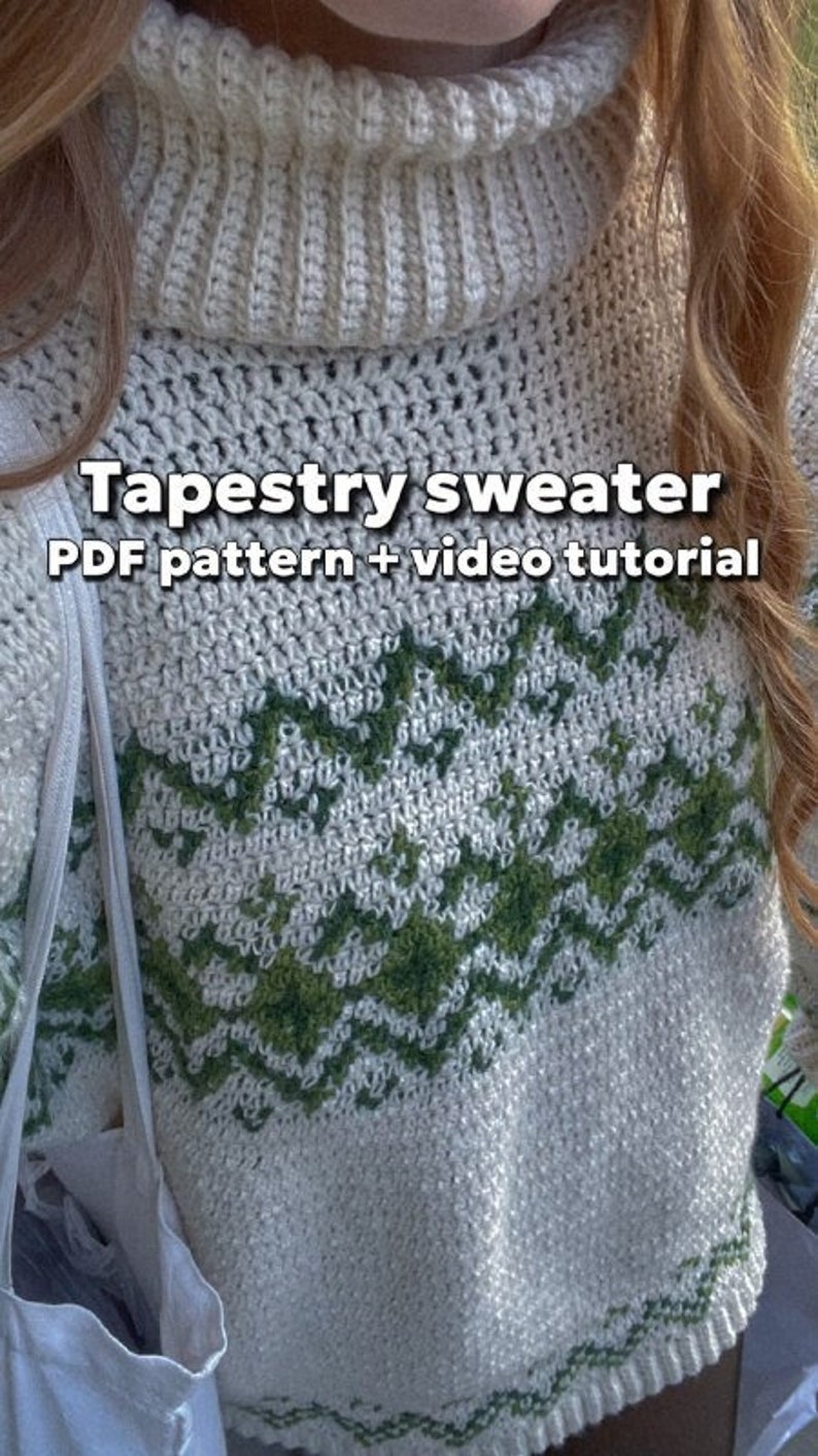 Pull tapisserie au crochet Patron PDF tutoriel vidéo image 1