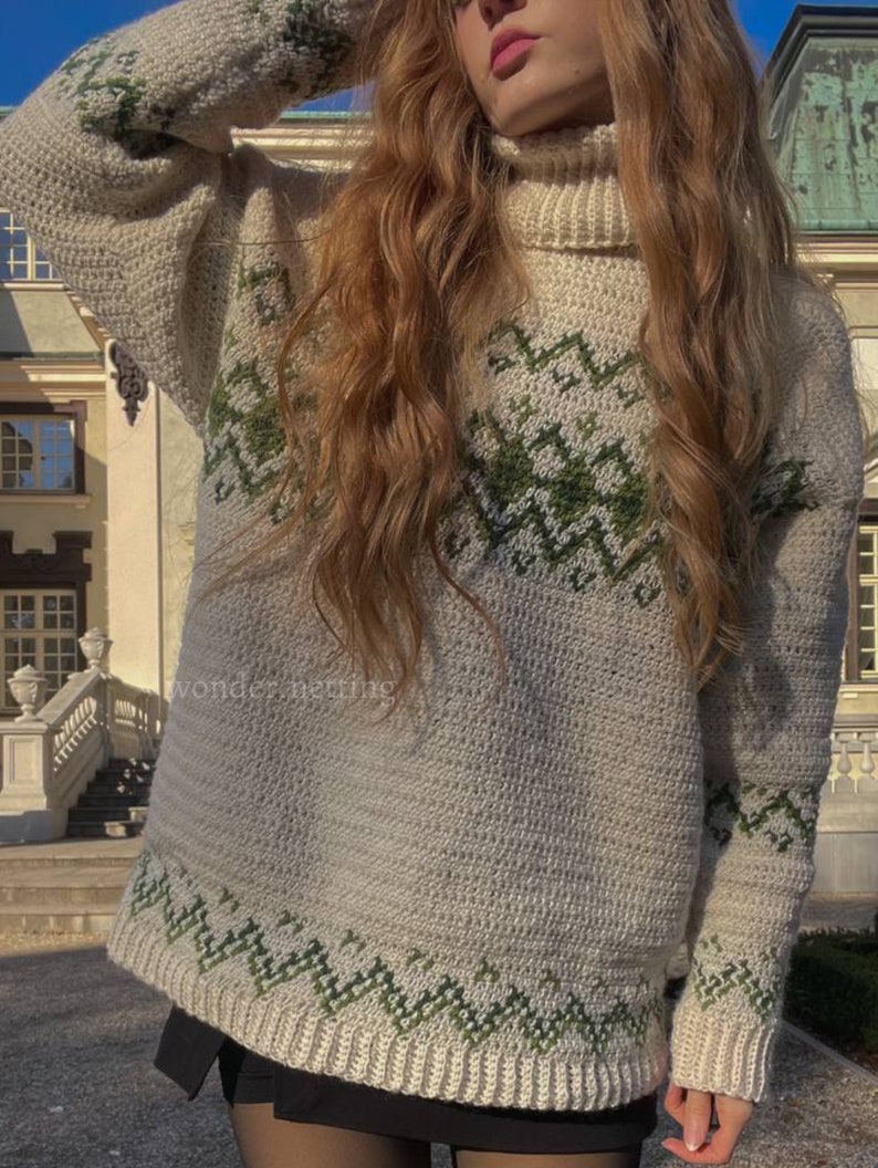Crochet Tapestry Sweater PDF pattern video tutorial zdjęcie 4