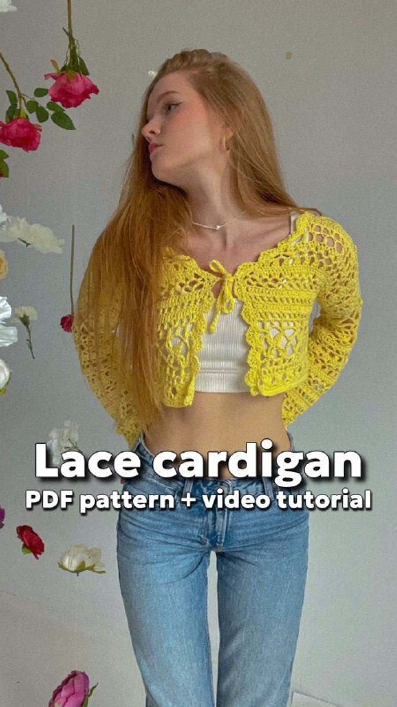 Crochet Lace Cardigan PDF pattern video tutorial zdjęcie 1