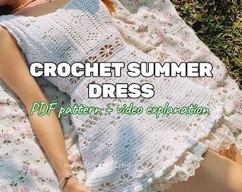 Crochet Summer Dress PDF Pattern + video explanation