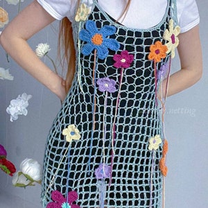 Crochet Mesh Dress with flowers PDF pattern video tutorial zdjęcie 3