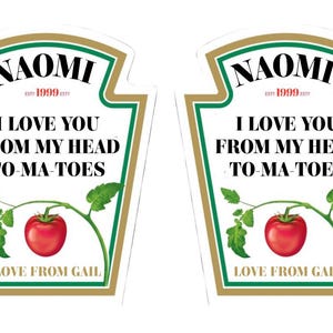 Personalised Tomato Ketchup Sauce  Sticker  Label Funny Novelty Gift Birthday Party Anniversary Xmas Unique Custom Present