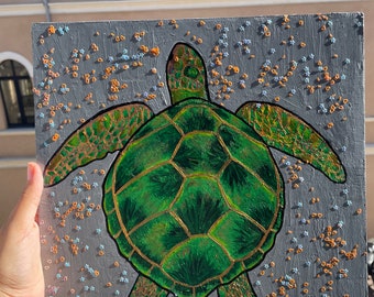 Turtle painting with glitter