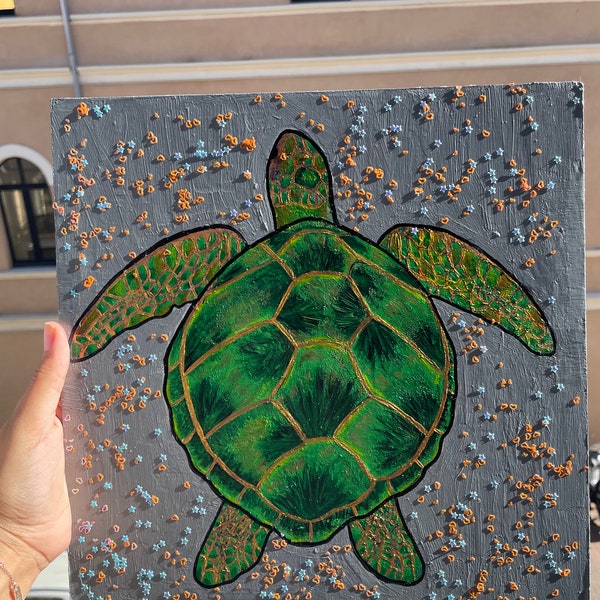 Peinture tortue avec paillettes