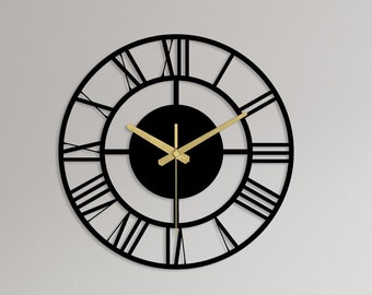 Large Wall Clock, Modern Wall Clock, Metal Wall Clock, Oversized Wall Clock, Black Wall Clock, Silent Wall Clock, Office Unique Wall Clock