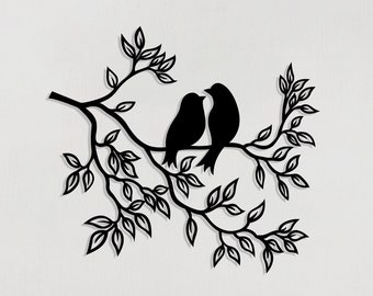 Love Birds Metal Wall Art - Romantic Nature-Inspired Metal Decor - Unique Handmade Gift