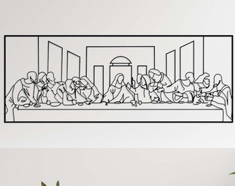 Arte de pared de metal de la Última Cena: Decoración cristiana de Leonardo da Vinci, regalo de Navidad