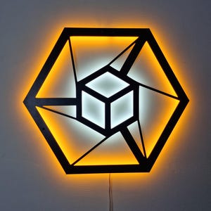 Zeshoekige led-muurkunst: geometrisch metalen nachtlampje