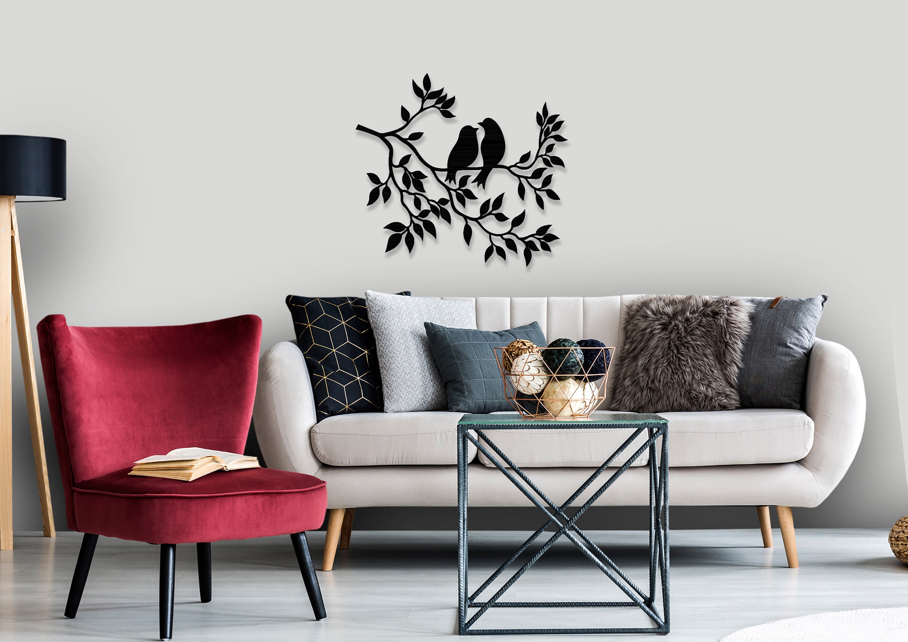 Metal Wall Decor, Birds on Branch, Metal Birds Wall Art, Birds Sign