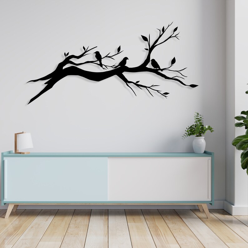 Black Bird Metal Wall Art: Modern Birds on Branch Decor - Etsy