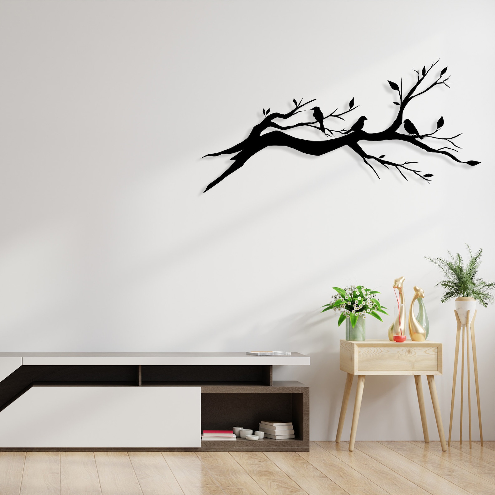 Black Bird Metal Wall Art: Modern Birds on Branch Decor - Etsy