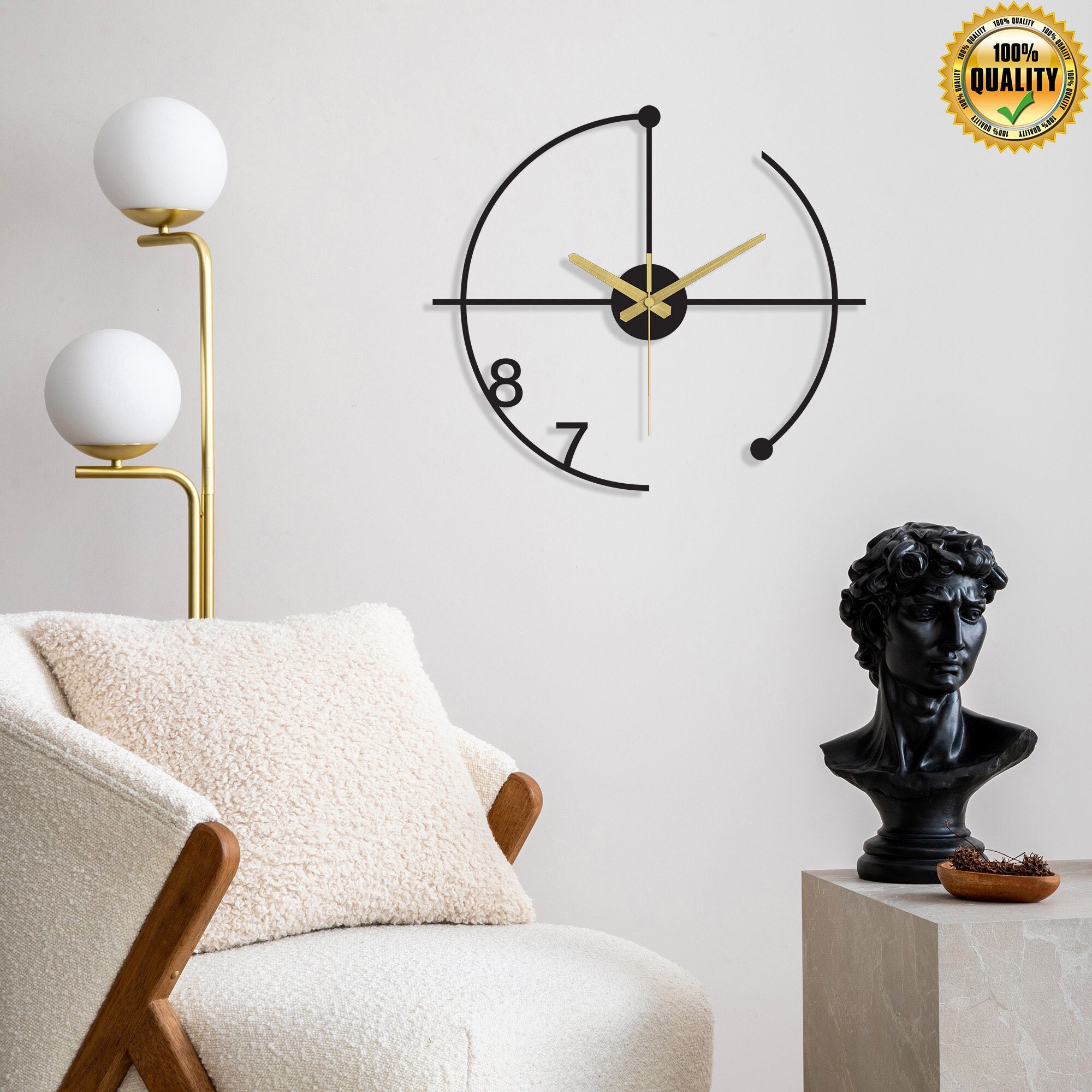 Minimalist Oversized Wall Clock, Mesh Wall Clock, Modern Large Wall Clock, Unique Wall Clock, Silent Wall Clock, Wanduhr, Horloge Murale