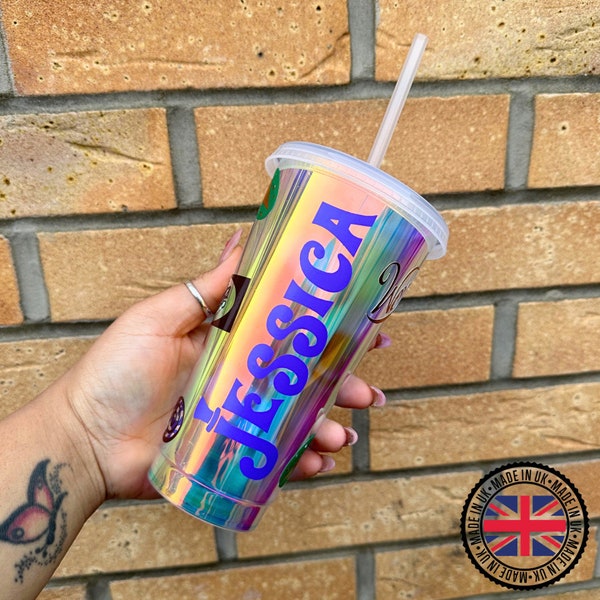 Personalised Wonka Inspired Cold Cup | UK Seller | Wonka Movie | Reusable | Starbucks Cup | Holographic Tumbler | Birthday Present