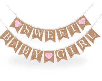 Pink Sweet Baby Girl Shower Garland - Rustic Chic Banner for Baby Girl Shower Decor, Adorable Nursery Gift