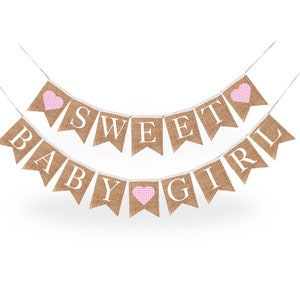Pink Sweet Baby Girl Shower Garland - Rustic Chic Banner for Baby Girl Shower Decor, Adorable Nursery Gift