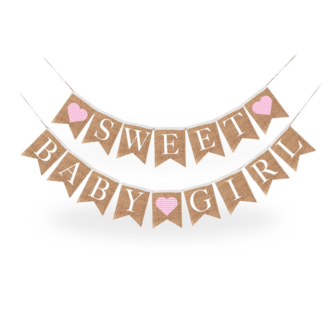 Pink Sweet Baby Girl Shower Garland Rustic Chic Banner for Baby Girl