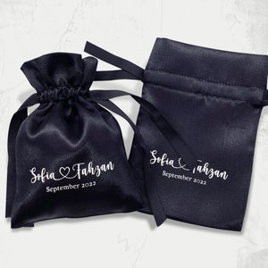 BULK 50 - 500 SATIN bags (3x4&quot; - 10x15cm)  for WEDDING - Bulk Personalized Pouches for Elegant Wedding Guest Favors