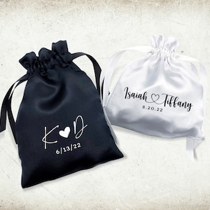 SATIN BAGS set 12 for WEDDING 3 x 4 inch (7.5x10cm) - Bulk Personalized Pouches -Guest Favors - Satin Drawstring bags