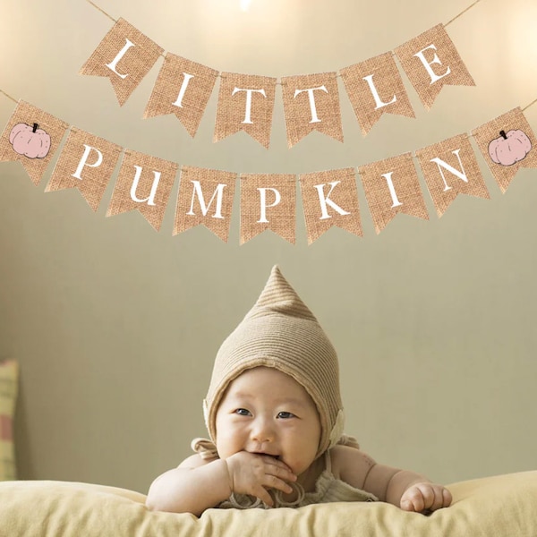 Little PUMPKIN Banner for Halloween Decoration , Halloween baby shower 1th birthday party burlap bunting garland banner