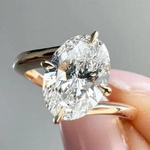 3.00 CT Classic Vintage Style Oval Moissanite Ring, Oval Cut Solitaire Diamond Ring, Gorgeous Hidden Halo Anniversary Ring, White Gold Ring