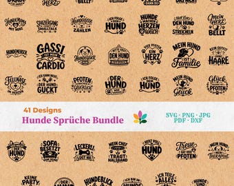 Hunde Sprüche SVG Bundle – Lustige Hundemama Plotterdateien, Hunde png dxf für Cricut & Laser | Sofort-Download