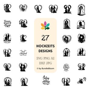 Wedding plotter file, wedding gift, wedding SVG PNG, Cricut Silhouette Studio, 27 plotter designs, love SVG, bride svg, heart svg