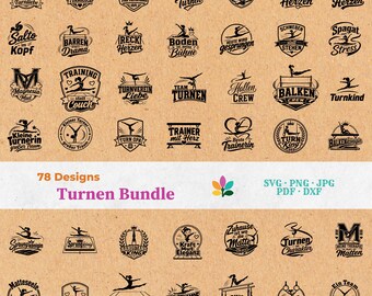 Turnen SVG Bundle - Plotterdateien & Laserdateien, Deutsche Turnsprüche, Turnerin DXF, Geschenk Turnerin, Turnen Designs | Sofort-Download