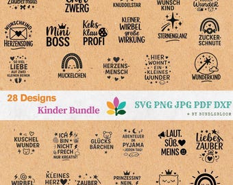 Kinder-Sprüche SVG Design Bundle – 28 Plotter-Dateien Kinder für Cricut Deutsche Sprüche PNG Set Familie Kinder Sprüche SVG Bundle
