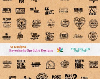Bayerische Sprüche SVG Bundle - Plotterdateien & Laserdateien, Bayerische Sprüche, Lausbuam DXF, Oktoberfest Design | Sofort-Download