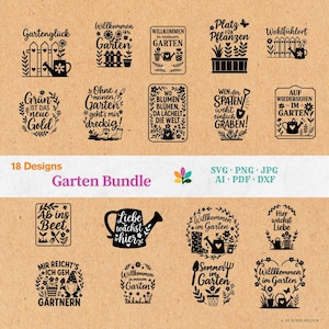 18 Garten Sprüche Plotterdatei, Deutsche Plotterdatei Garten, Gartendeko Plotterdatei, Garten Silhouette svg Lieblingsplatz Cricut
