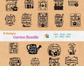 18 Garden Sayings Plotter File, German Garden Plotter File, Garden Decoration Plotter File, Garden Silhouette SVG Favorite Spot Cricut
